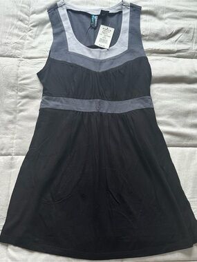 Weavers Black Tank Top Dress with Gray Trim
